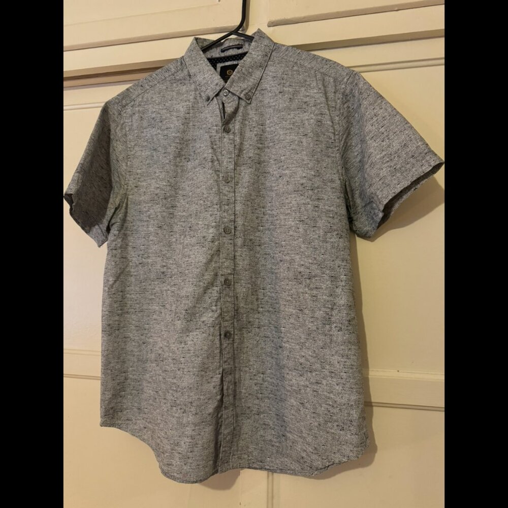 Denim & Flower | Ricky Singh | Slim Fit | Short Sleeve Button Down |  Large (L)